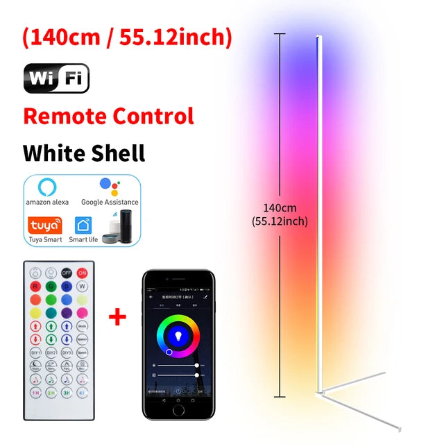 Modern Corner Floor Lamp - Sleek Design, Dimmable, Color Changing for Home and Office Decor