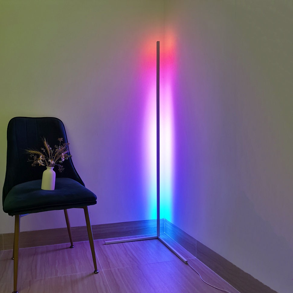 Modern Corner Floor Lamp - Sleek Design, Dimmable, Color Changing for Home and Office Decor