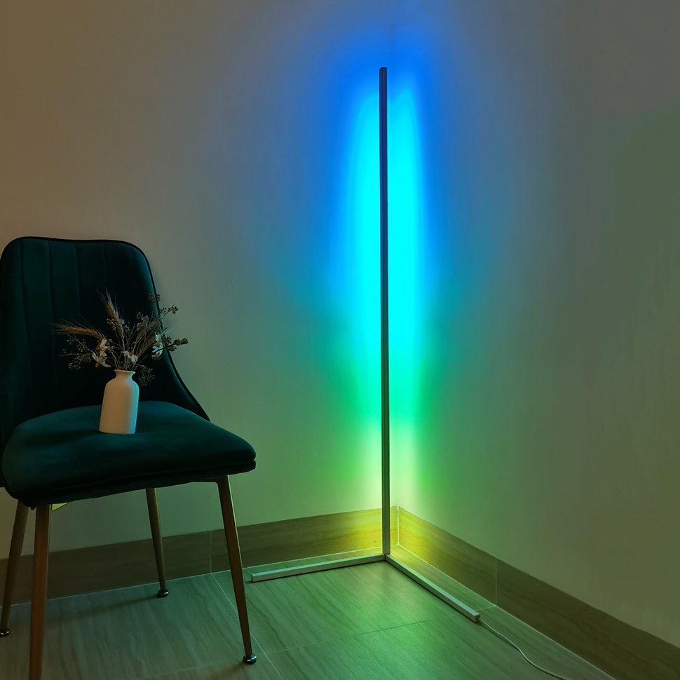 Modern Corner Floor Lamp - Sleek Design, Dimmable, Color Changing for Home and Office Decor