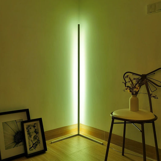 Modern Corner Floor Lamp - Sleek Design, Dimmable, Color Changing for Home and Office Decor